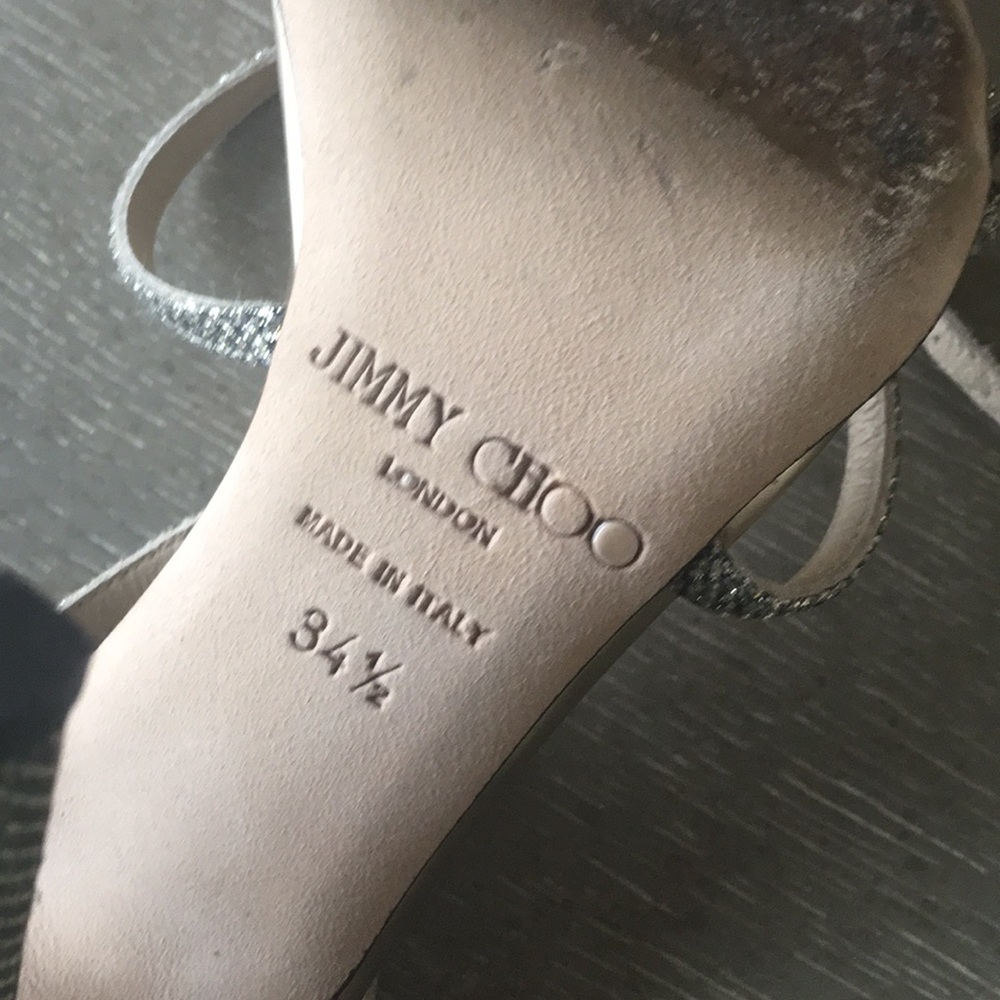 Jimmy Choo Wedding Shoe Lame Glitter Sandal Sz 5 - Picture 3 of 5
